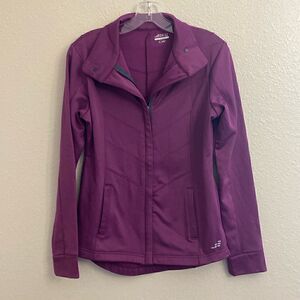 BCG Jacket Womens purple Athletic  jacket Gray Front Zipper Pockets Fitted Sz L